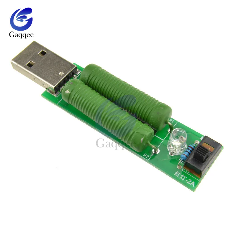 USB Mini Discharge Interface Load Resistor with Switch 1A Green 2A Red LED battery capacity voltage discharge resistance tester