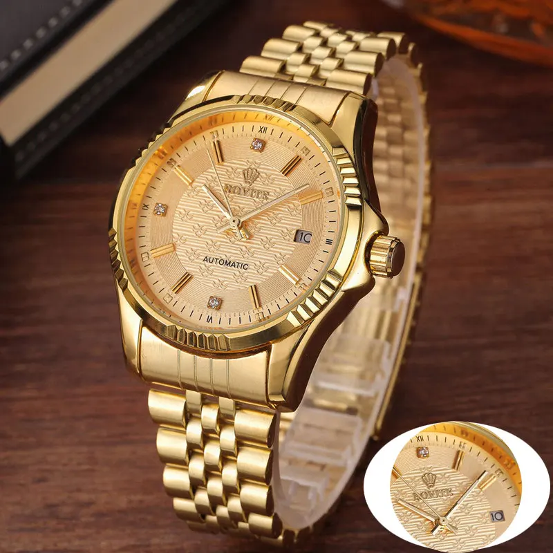 Gold Calendar Automatic Mechanical Mens Watches Full Stainless Steel Sports Clock Top Brand Luxury Wrist Watch