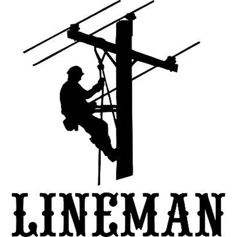 14.1cm*15.9cm Fun LINEMAN Electrician Power Woker Man Vinyl Car Sticker Decals Decor Black/Silver S6-3893