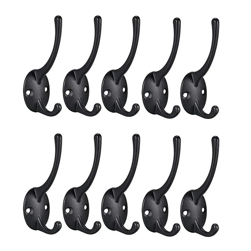 Double claw coat hook wall hanging retro double hook utility hook coat scarf bag towel key cap cup cap 10pcs image 2