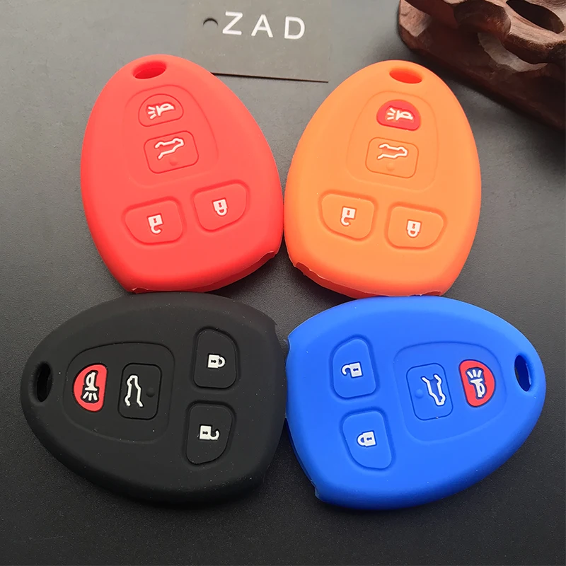 ZAD Silicone rubber car key cover case shell For GMC Yukon for Buick Enclave Saturn Chevy Tahoe Traverse Suburban 4 buttons key