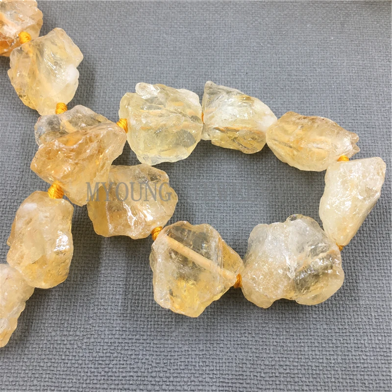 MY1090 High quality Natural Rough Raw Yellow Crystal Quartz Nugget , Citrines Beads Point Drilled Quartz Beads,Free Shipping