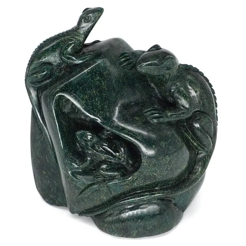 Lizard Sculpture Natural African Jade Chameleon Figurine Crystal Healing Decor4.76