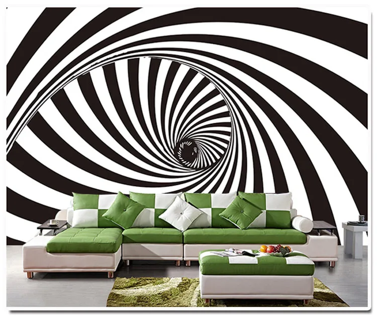 

Large fresco abstract personality bar KTV casual bar TV film wall background wallpaper wallpaper black and white whirlpool