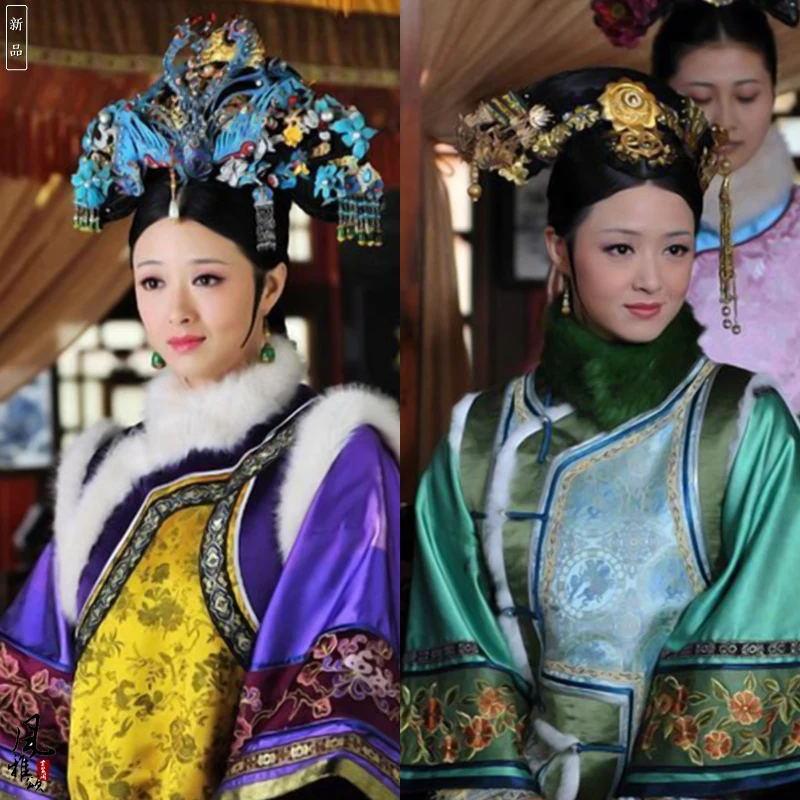 

Winter Fur Collar Princess Hua Fei Costume TV Play Legend of Zhenhuan Delicate Embroidery Qing Dynasty Empress Princess Costume