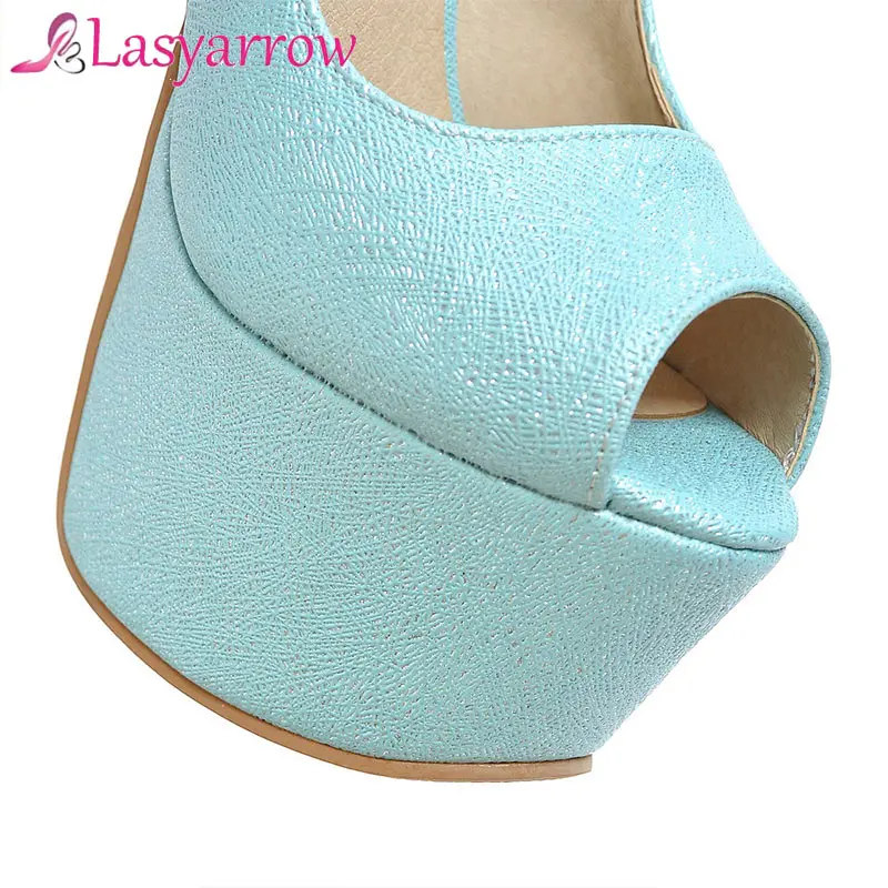 Lasyarrow Women Peep Toe High Heels Pumps Shoes Ladies European Nightclub Platform Stiletto Shallow Slip On Shoes Big Size 30-48