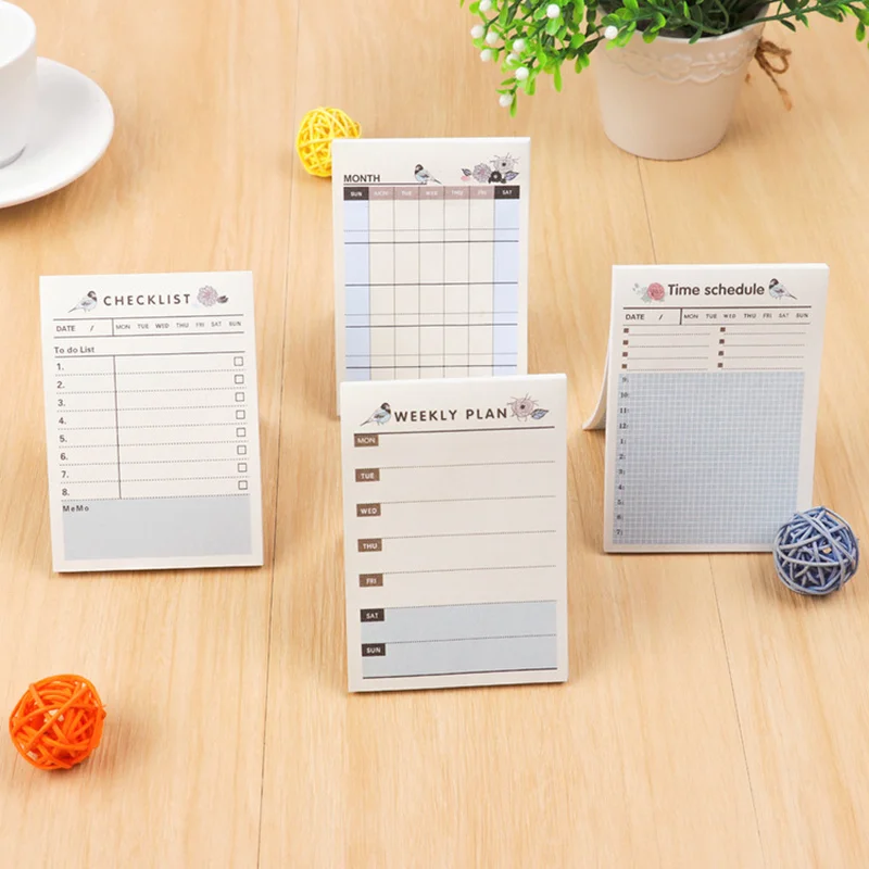 1 Pcs Creative Students Tearable Work Plan Message Sticky Notes Memo Pad Office Accessory School Supplies