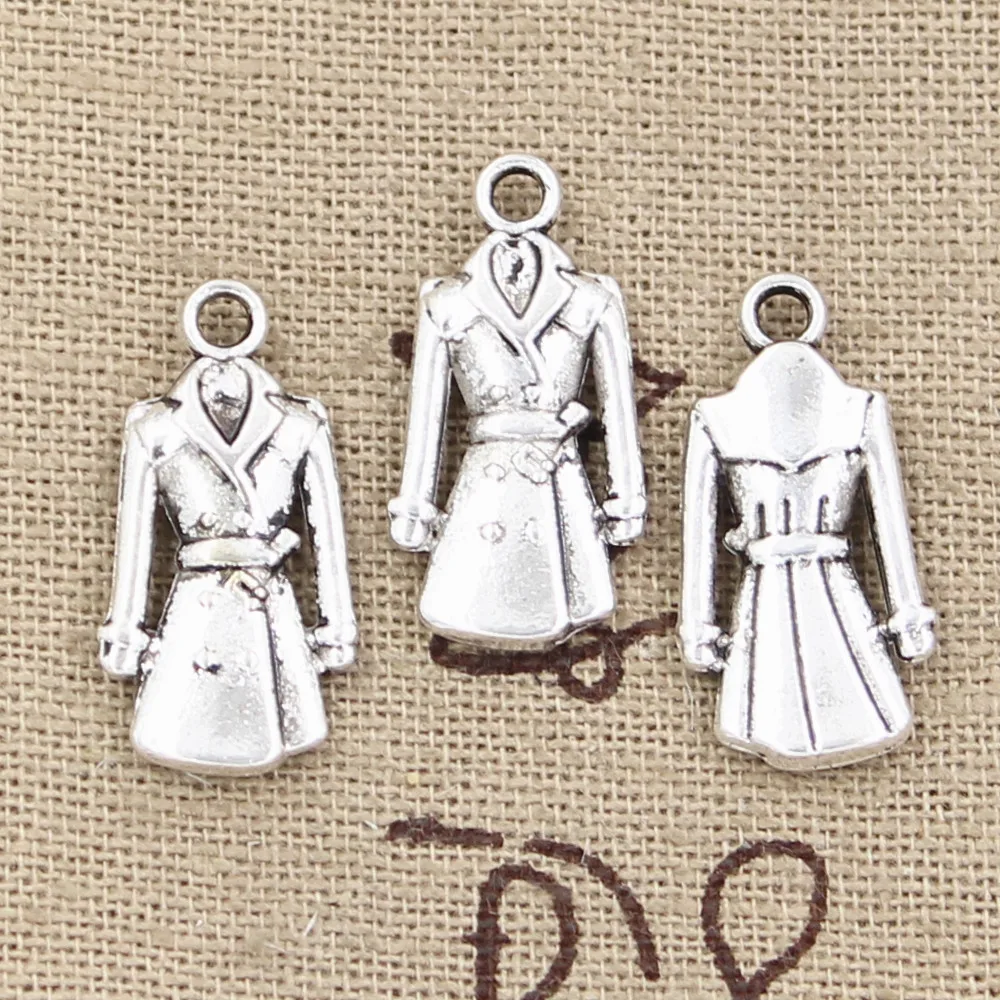 15pcs Charms Overcoat Coat Trenchcoat 23x11mm Antique Bronze Silver Color Plated Pendants Making DIY Handmade Tibetan Jewelry