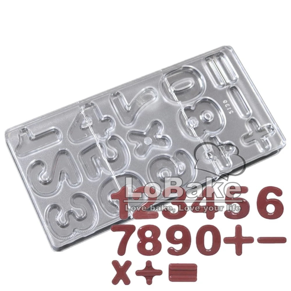 New arrivals 15 cavities Math Figure numbers notes shape PC Polycarbonate plastic mold for chocolate baking supplies tools