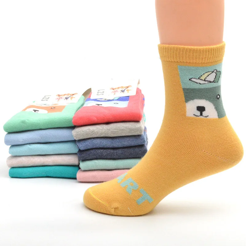 4 pairs / lot 2018 New Children Socks Cartoon Cubs&Cotton Breathable Mesh Boys Girls Socks 1-15 Year Kids Socks