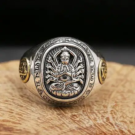 NEW! Vintage 925 Silver Buddha Rings Thai Sterling Silver Buddha Rings for People boin in the Chinese Zodiac years Buddha Ring