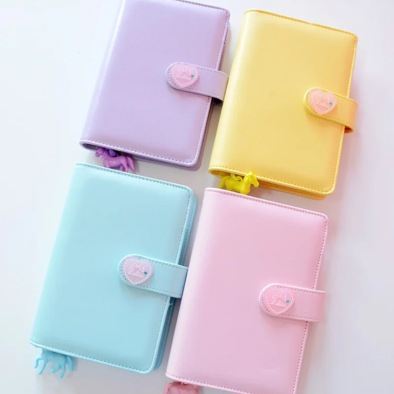 MIRUI Cute Kawaii A6 Notebook Macaron Leather DIY Loose-leaf Journal Diary  Spiral Time Planner Agenda Organizer Stationery Gift