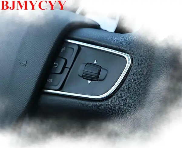 BJMYCYY For 2014 Peugeot 408 508 3008 Accessories Steerling Wheel Botton Chrome Strip Trim Decoration Frame Cover Car  Styling