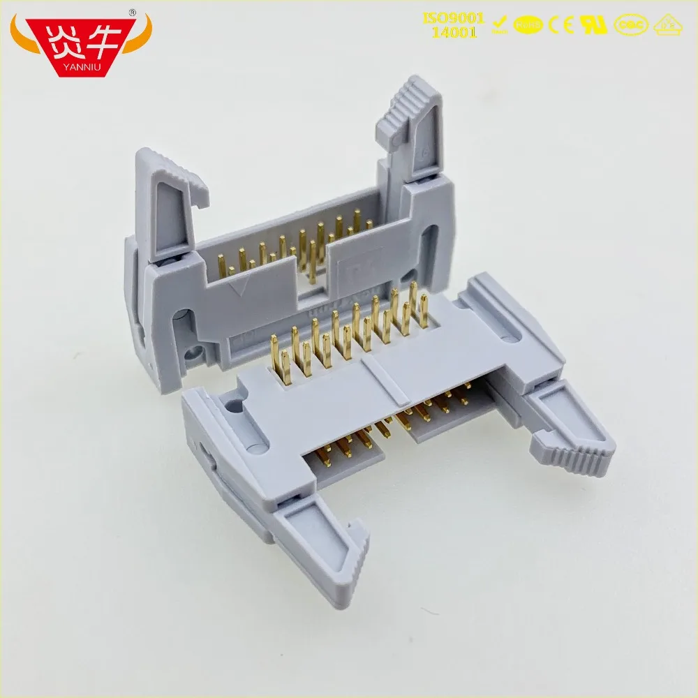 

50Pcs DC2-16P IDC SOCKET BOX 2.54mm PITCH EJECTOR HEADER RIGHT ANGLE CONNECTOR 2*8P 16PIN CONTACT PART GOLD-PLATED 3Au YANNIU