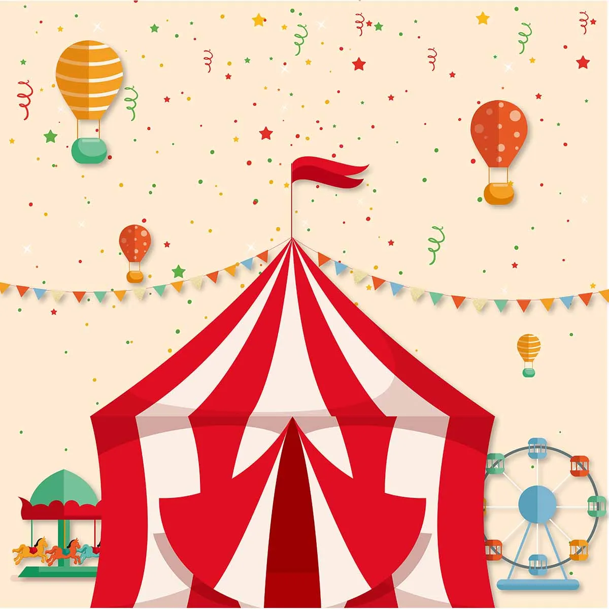 Allenjoy photographic background red tent celebrate birthday ferris wheel flags photobooth backdrop fotografia