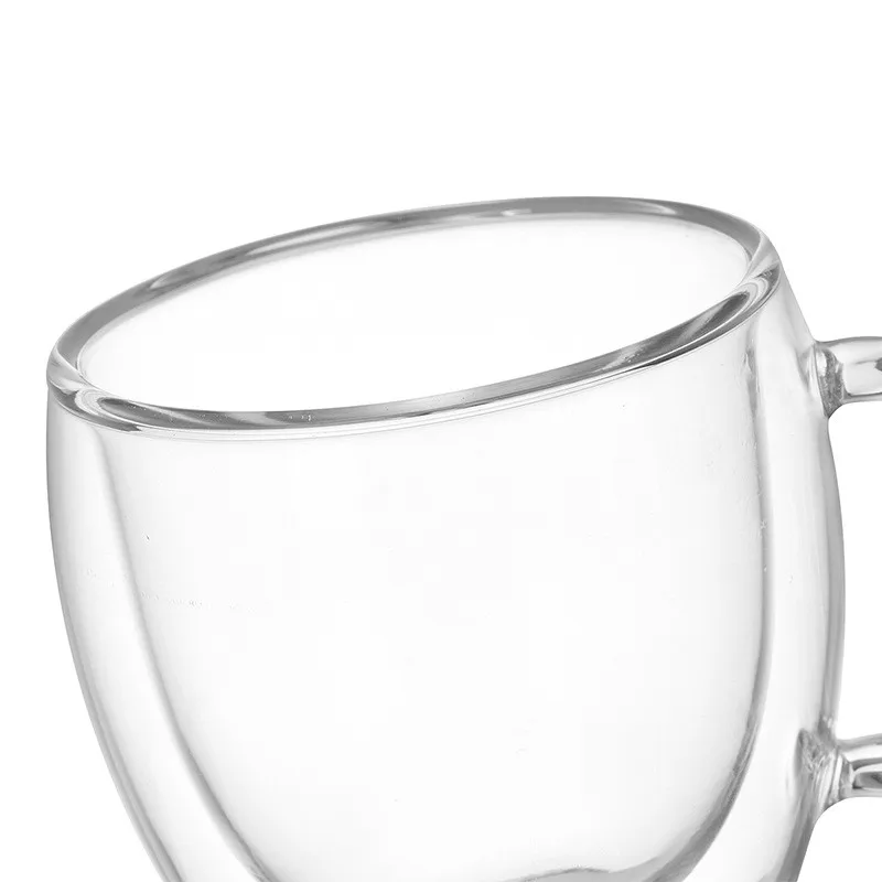 90ml 250ml Two size Double Wall Glass Cup With the Handle Coffee Mugs Kungfu Tea Cup Milk Juice Healthy Drink Mug