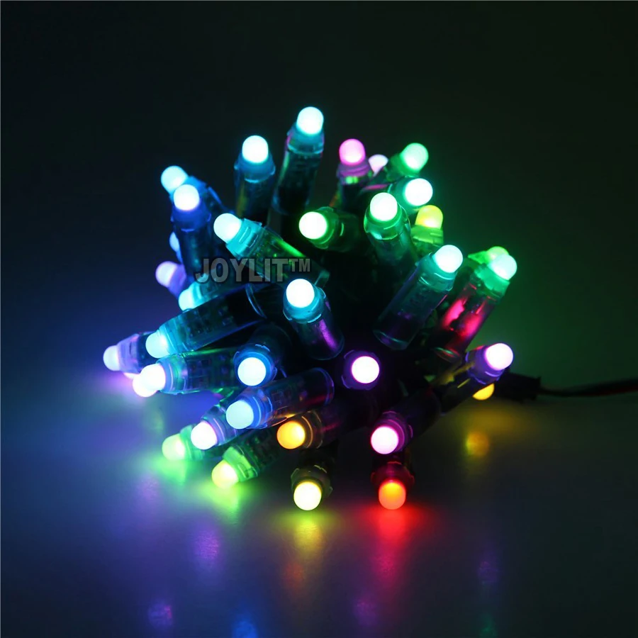 5V WS2811 12mm Modules Diffused Digital RGB LED Pixel String Light Individually Addressable Round LED Module 50pcs/String IP68