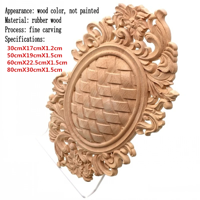 RUNBAZEF Natural Wood Appliques Irregular Flower Carving Decals Decorative Wooden Mouldings for Cabinet Door Furniture Decor