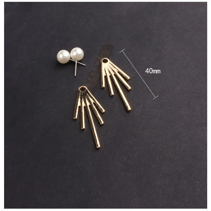 Unique White Pearl Front Alloy Back Stud Earrins For Women New Pearl Metal Post Earrings Fashion Jewelry Gold Rhodium Black