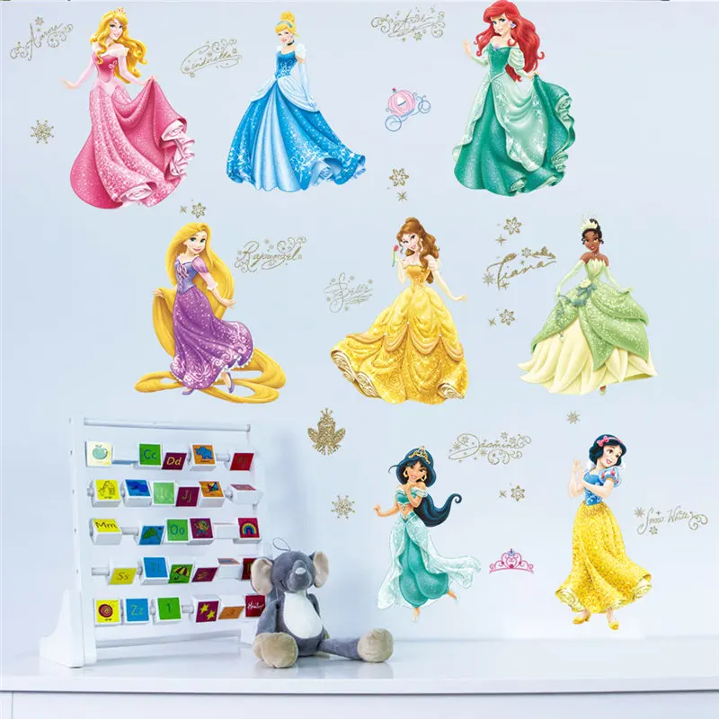 Cartoon Cinderalle Snow White Princess Wall Stickers For Kids Room Home Decoration Diy Girls Decals Anime Mural Art Movie Poster