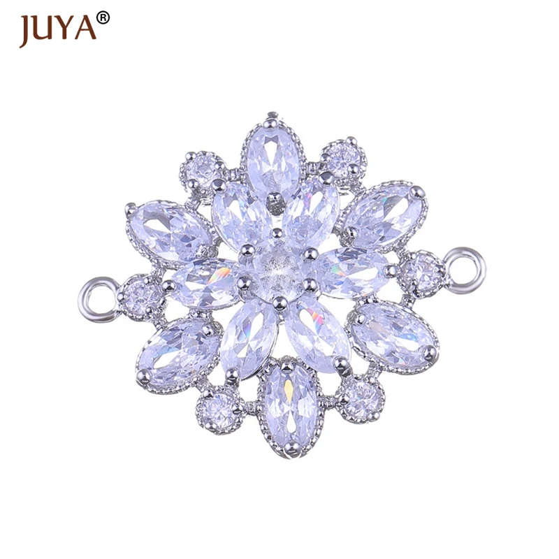 New luxury AAA Austrian cubic zirconia crystal flower charms connectors for jewelry making diy bracelets necklaces earrings