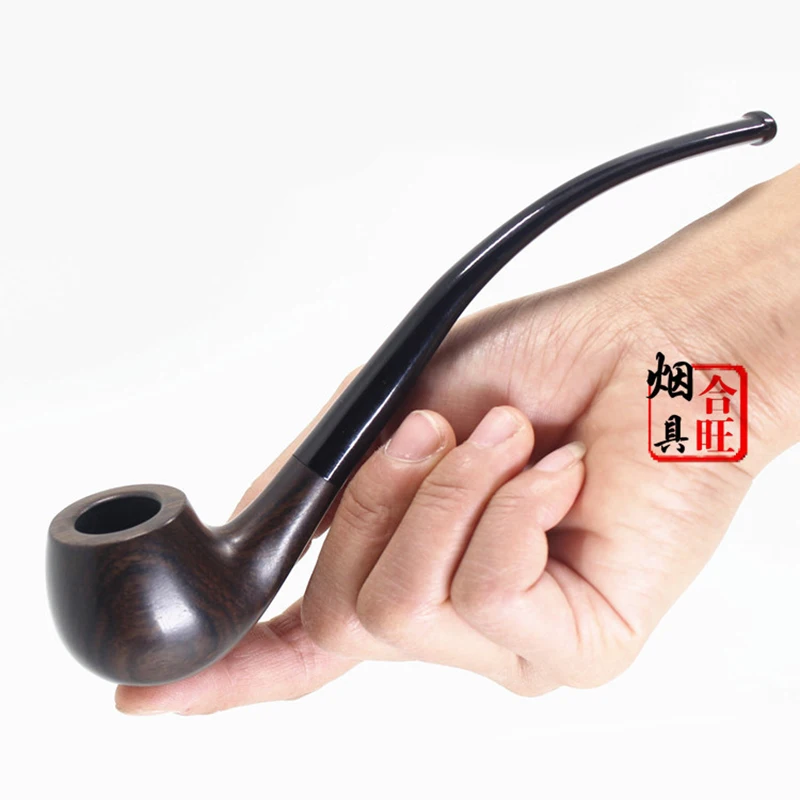 Ebony Wood Pipe Smoking Bent Type Pipes Accessories Carving Pipe Smoke Tobacco Cigarette Oil Filter Acrylic Holder Pipes