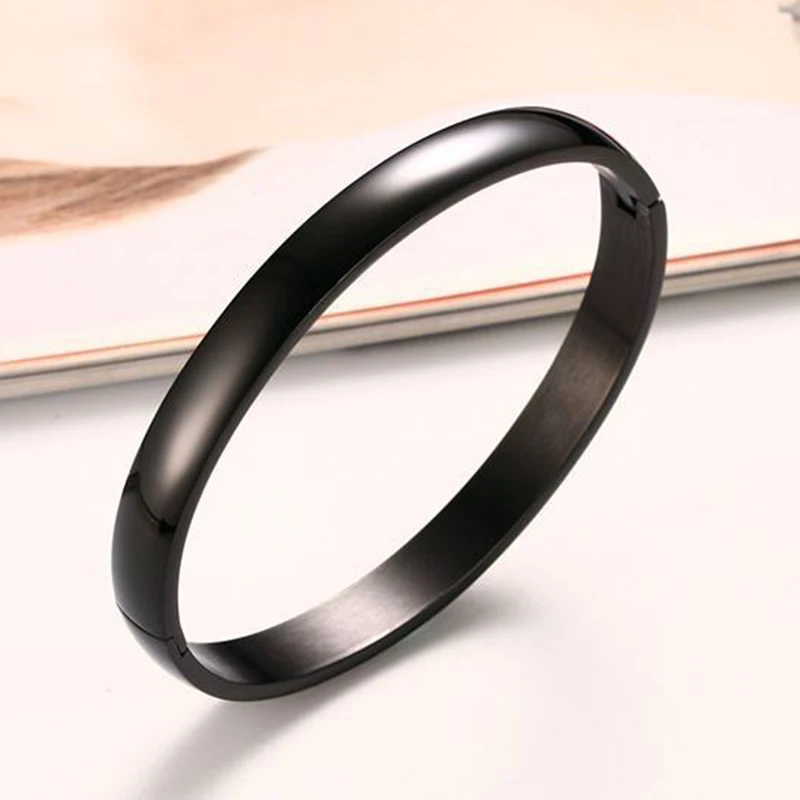 (10pcs) Fashion 8MM Stainless Steel Round 3 color High Polish Bracelet Bangle for Lover Couple Jewelry