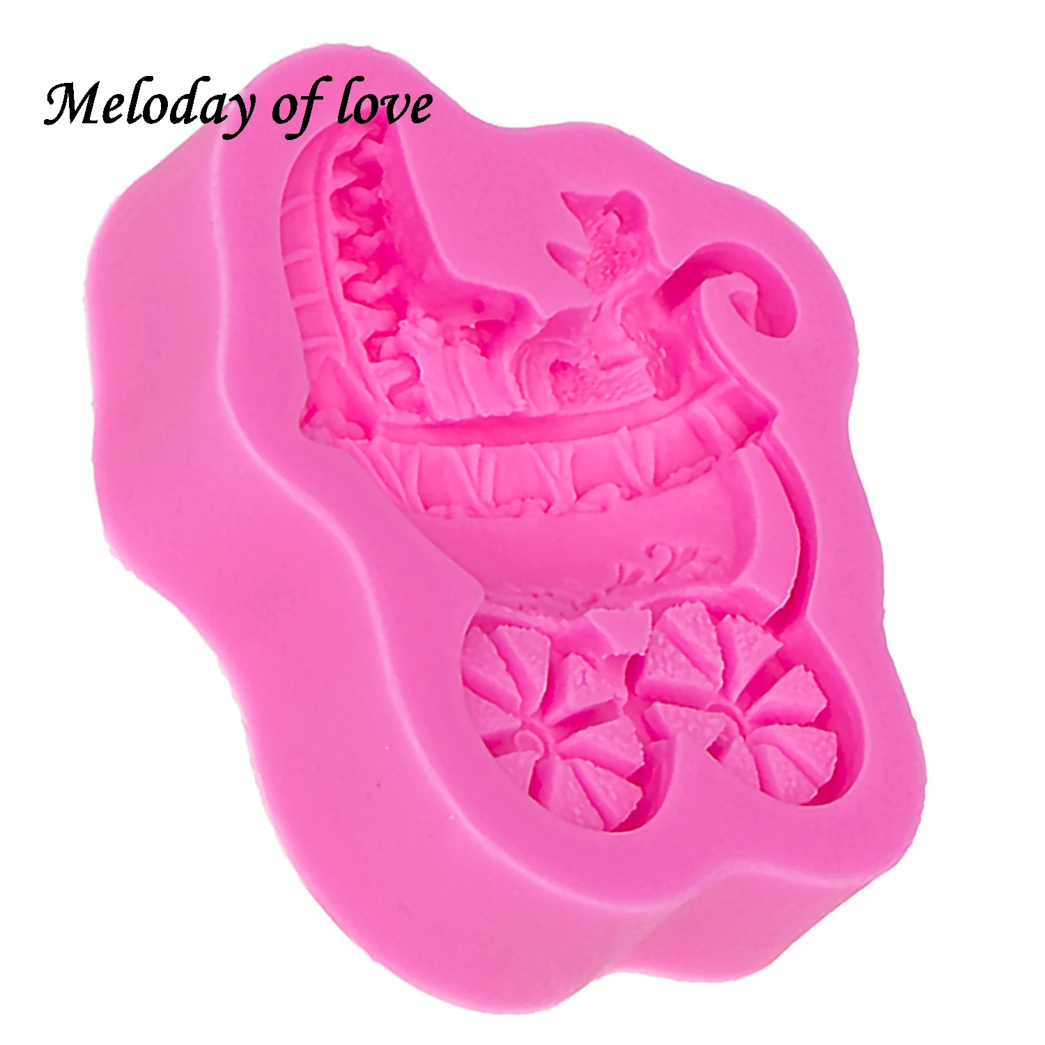 Bear Baby carriage car bows soap mould  DIY fondant baking cake decorating tools silicone mold T0088