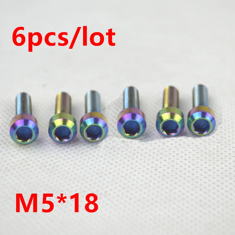 6pcs M5*18MM Titanium Bolt Stigma Head Bicycle Handle Stem Bolts Screws Mountain Bike Ultralight Seat Clamps Screws Bike Part