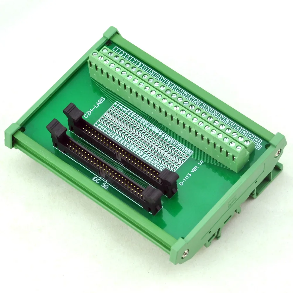 

DIN Rail Mount IDC-50 2x25pins 2.0mm Dual Male Header Interface Module.