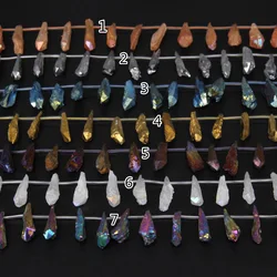 14 Color for Choice Rough Quartz Nugget Point,Mix Colorful Teardrop Rock Crystal Beads Natural Stone Strands