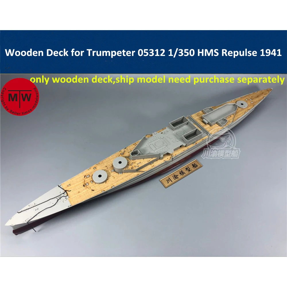 

Wooden Deck for 1/350 Scale Trumpeter 05312 HMS Repulse 1941 Battleship Model Kit