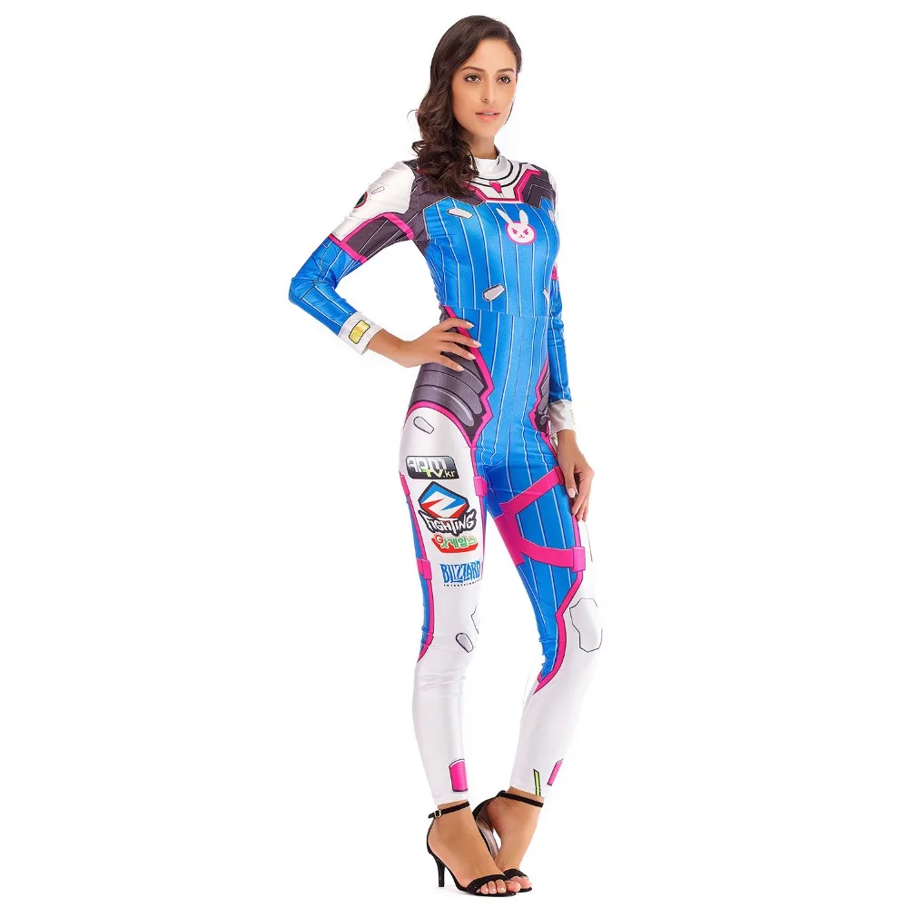 Halloween costumes 3D Printing Overwatches Lady D VA Tracer Costume for Women Cosplay OW dva Tracer Zentai Spandex Dva Bodysuit