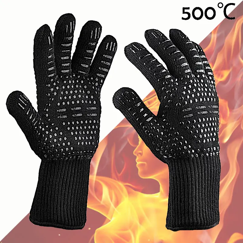 

NMSafety Heat Resistant Oven Kitchen BBQ Glove With Lining Cotton For Cooking Baking Grilling Oven Mitts Gloves