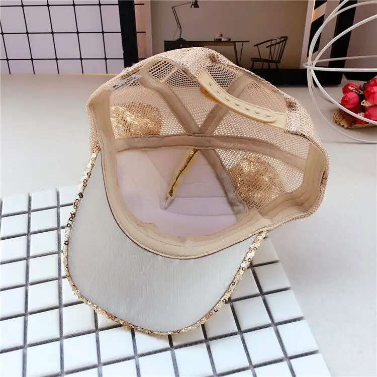 2018 new lovely Baby Girls Sequins M letter Horn Lace Baseball Caps Children Snapback Mesh caps Adjustable Sun Hats Decoration