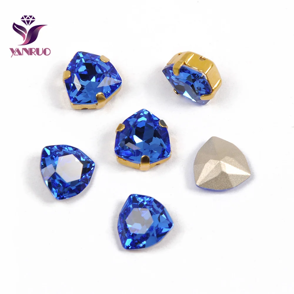 

YANRUO 4706 Trilliant Sapphire Crystal Fancy Rhinestones Glass Sew on Stones Garment Decoration Crafts All for Handiwork