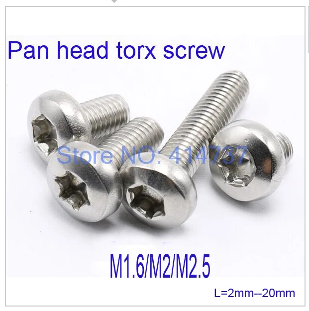 100pcs/lot M1.6/M2/M2.5 Round Pan head torx screw stainless steel 304 Length 2mm--20mm