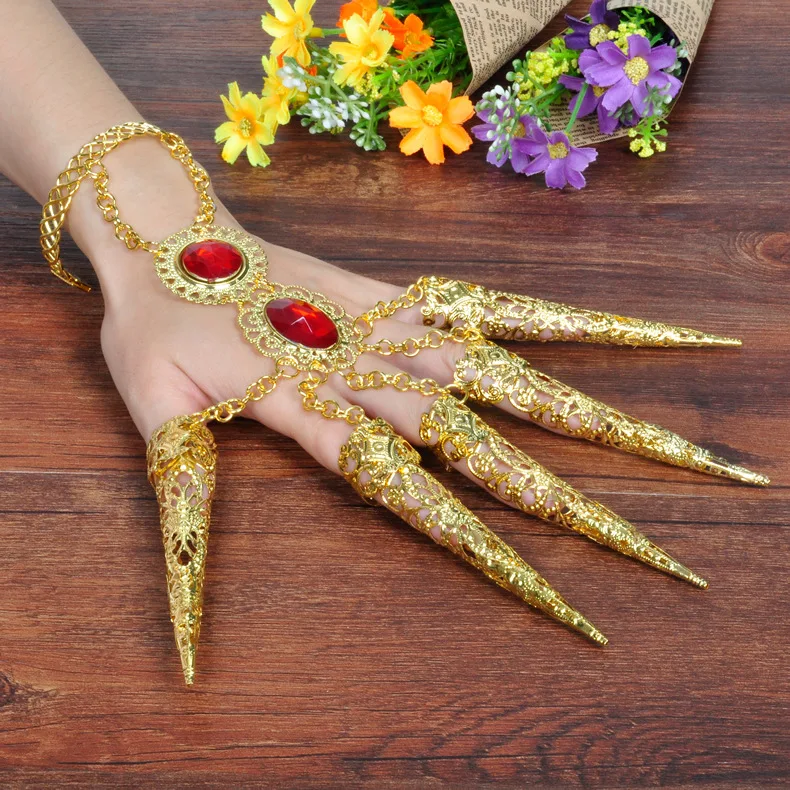 1pcs India Dance Belly Dance Finger Nail sleeve dance Thousand-hand Bodhisattva bracelet jewelry accessories