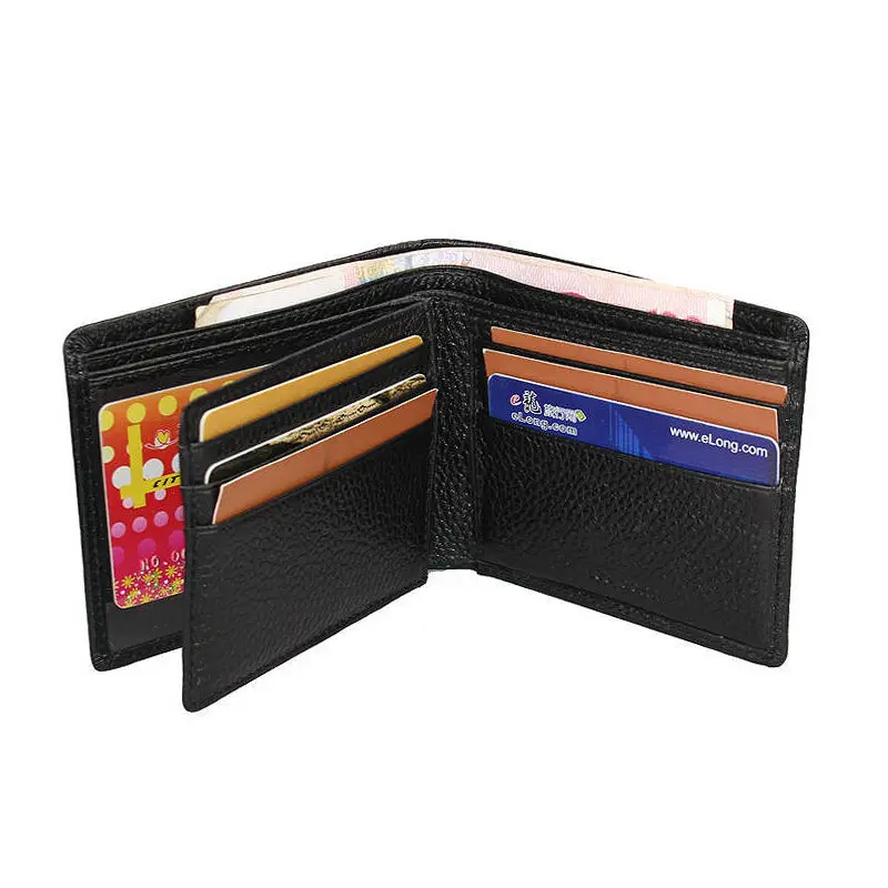 Genuine Leather Bag Wallets Men Leather Wallet Euro Traveler Extra Capacity Drive License with Bifold Center Flip Id Window A153