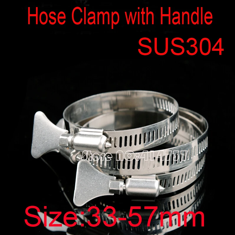 10pcs/lot  High Quality 33-57mm American Style Hose Clamp with Butterfly Handle 304 Stainless Steel  hose hoops with handle