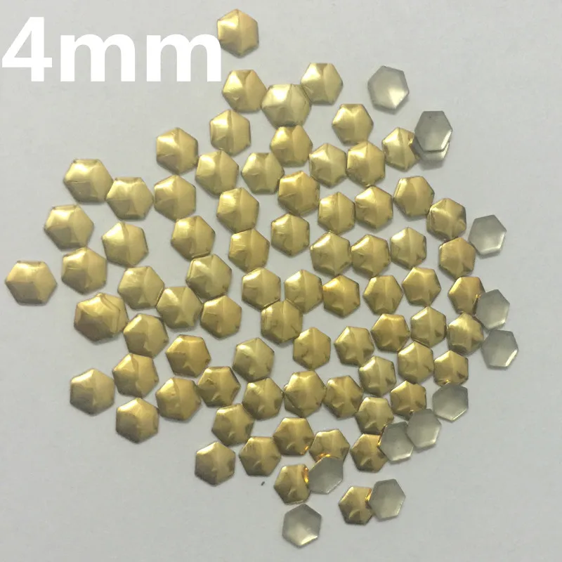 800PCS Hot Fix Hexagon/football Shape Gold 4mm Rhinestuds Hotfix Nailheads Iron On Studs DIY Rhinestones Accessory For Clothes