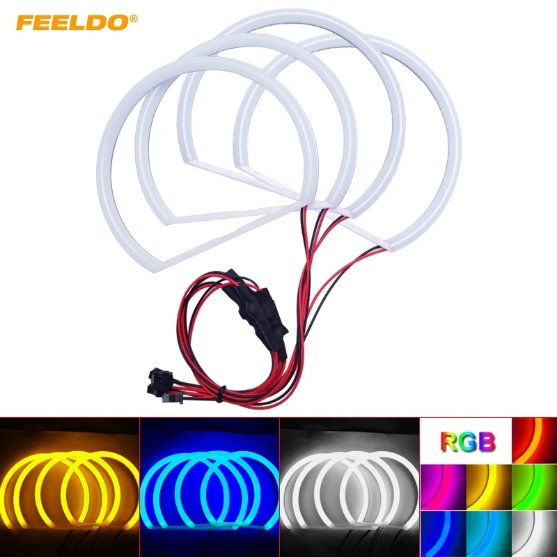 FEELDO 4X146mm Car Xenon Cotton Angel Eyes Halo Ring Light For BMW E46 98-01 Vorfacelift Headlight DRL #HQ3169