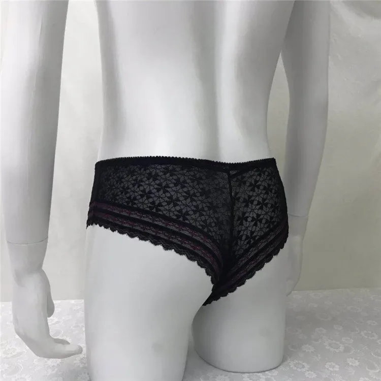 Sexy Men Lace THONG TBACK Bikini Briefs Underwear Sissy Pouch Panties Penis Pouch Panties M L XL XXL  sissy gay jockstrap