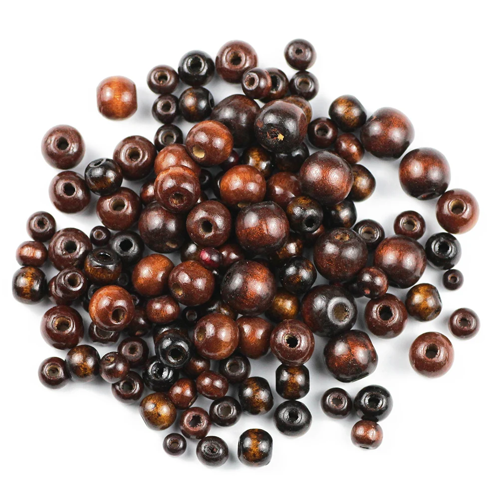 WLYeeS 5 to 20mm Brown Wooden Spacer Beads Natural Wood Loose Bead For Jewelry Bracelet Necklace Handmade DIY Ball accessories