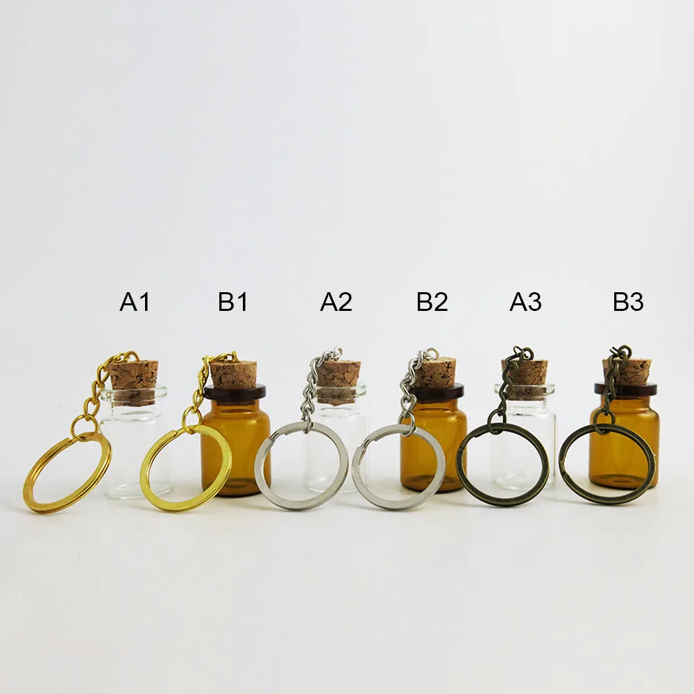 360 x 5ml Empty  Refillable Clear Amber Glass Pendant Vials Bottles 1/6oz key chain using for wedding and women