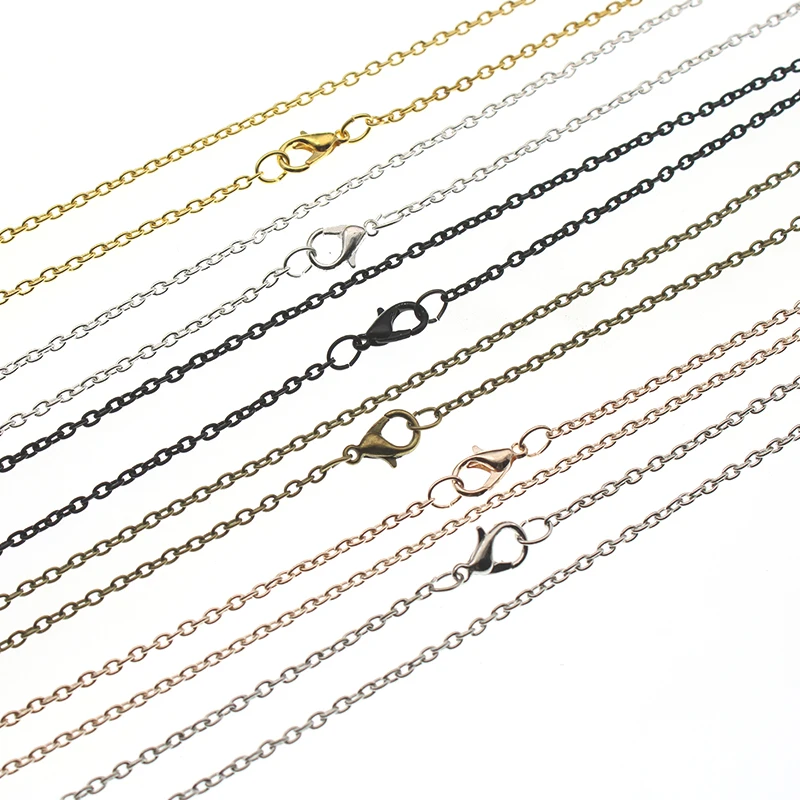 10Pcs/Lot 60cm Long Cross Link Chain Necklace For Women DIY Jewelry Making Chains Necklace Pendants Accessories Wholesale 2x3mm