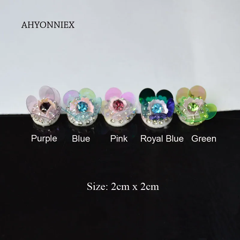 AHYONNIEX 10 pz piccolo fiore Patch strass perline patch applique cucire perline paillettes applique vestiti scarpe borse fai da te