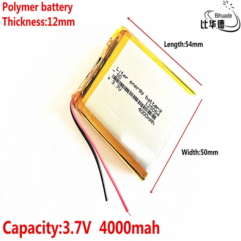 Liter energy battery 3.7 V lithium polymer battery 4000 mah interphone 125054 GPS vehicle traveling data recorder