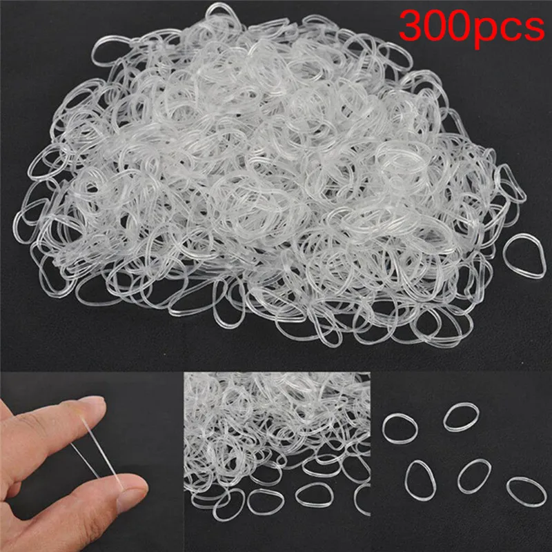 300PCS/Lot Flexibility High Quality Transparent Rubber Band Elastic Bands Rubber Hair Band Ring Women Girls Hair Tie Rope