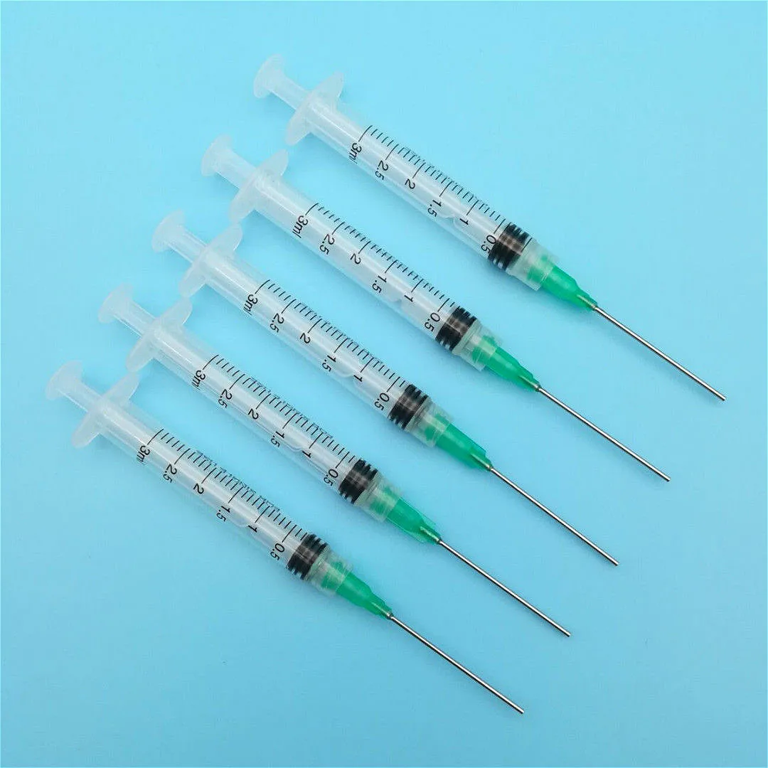 5 Bộ 3Ml Ống Tiêm Với 18GA 1.5 "Cùn Đầu Kim W/Trong Đầu Nắp Keo Bộ để Trộn Chất Lỏng Gel Chất Keo